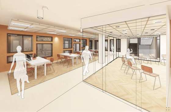 Interior rendering of the new Recovery Cafe hallway